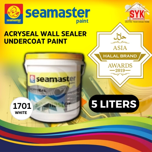 SYK Seamaster Paint 1701 5Liters Acryseal Wall Sealer Undercoat Paint Cat Undercoat Dinding White Paint Cat Putih