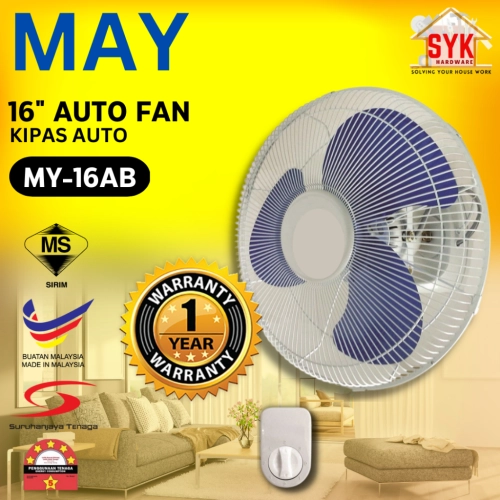 SYK MAY MY-16AB 16" 55W Fan Auto Fan Ceiling Wall Electric Oscillating Fan Kipas Siling Dinding Kipas Angin