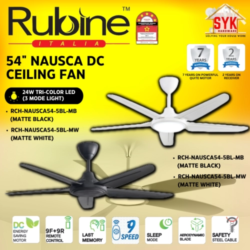 SYK Rubine 54" RCF-NAUSCA54 9 Speeds DC Fan Ceiling Fan Remote Control Kipas Siling Kipas Ceiling Strong Wind