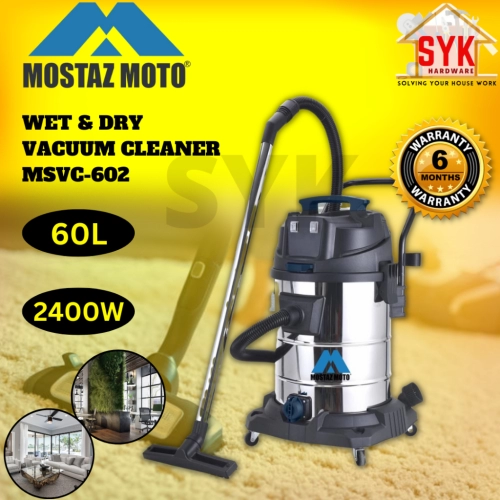 SYK Mostaz Moto MSVC-602 Wet Dry 2 In 1 Vacuum Cleaner Home Appliances Vacuum Rumah Mesin Penyedut Habuk 60Liter