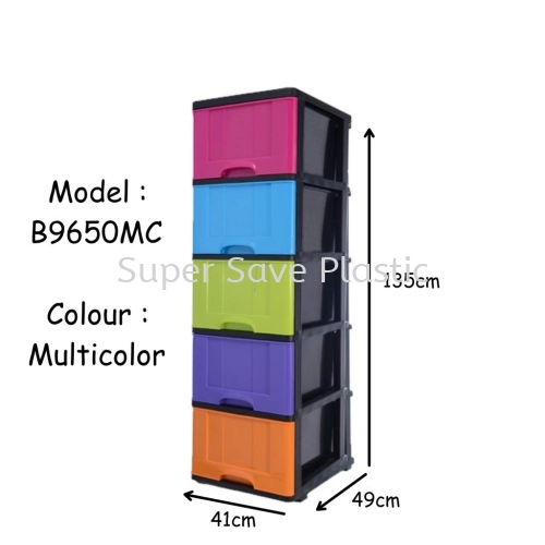 B9650MC 5TIER MULTI COLOUR DRAWER