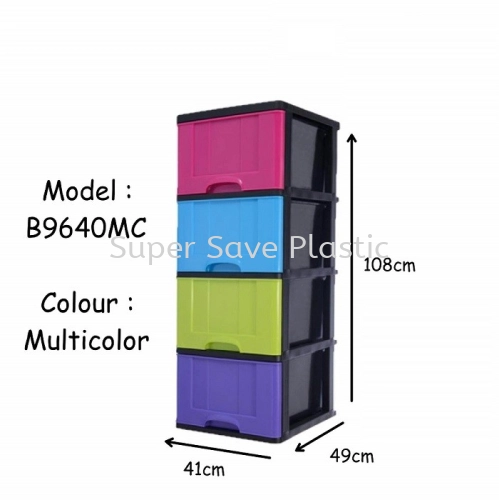 B9640MC 4TIER MULTI COLOUR DRAWER