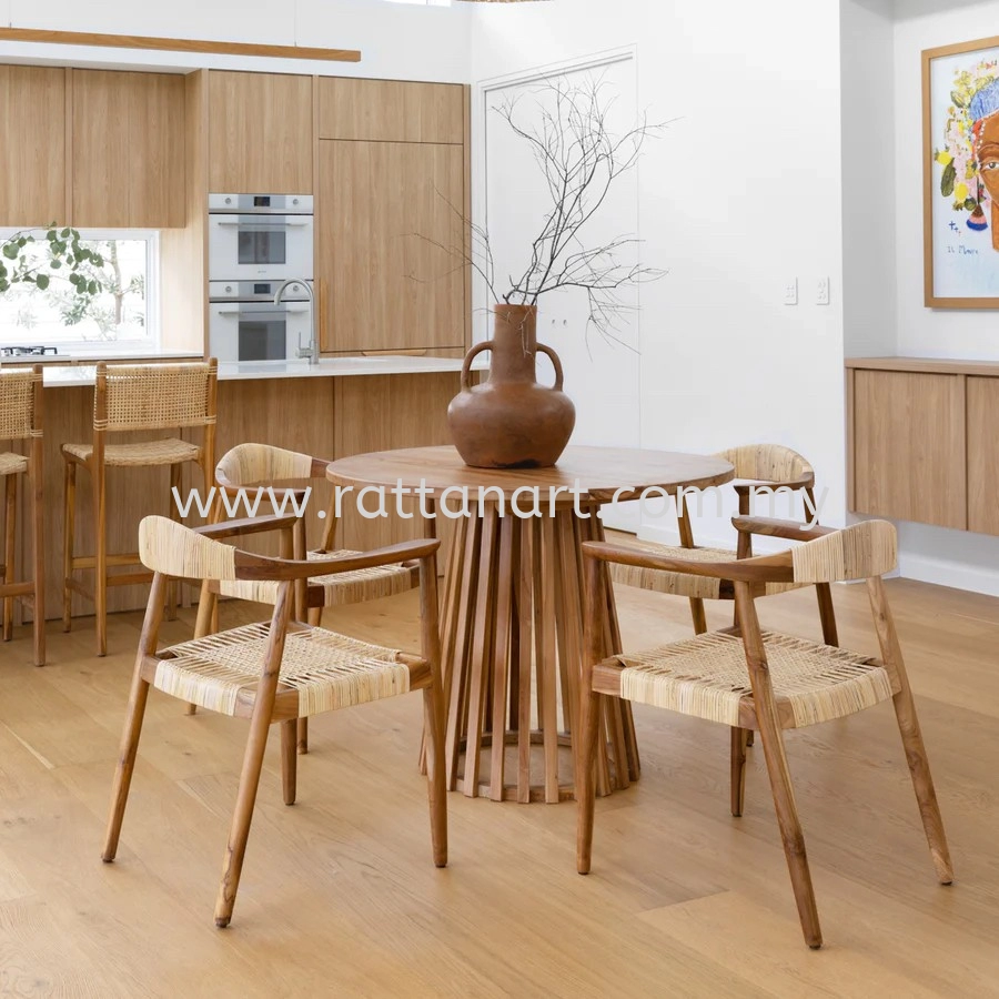 WOODEN RATTAN DINING CHAIR