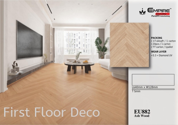 EU882 - ASH WOOD - SPC HERRINGBONE 5MM - FLOORING - AFTER INSTALLATION SPC Herringbone Series - 5MM - EMPIRE SPC - Stone Plastic Composite Penang, Malaysia Supplier, Installation, Supply, Supplies | FIRST FLOOR DECO (M) SDN BHD