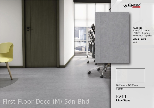 E511 LIME STONE - SPC STONE SERIES 5MM - FLOORING - AFTER INSTALLATION SPC Stone Series - 5MM - EMPIRE SPC - Stone Plastic Composite Penang, Malaysia Supplier, Installation, Supply, Supplies | FIRST FLOOR DECO (M) SDN BHD