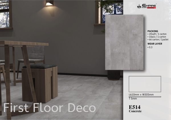E514 CONCRETE - SPC STONE SERIES 5MM - FLOORING - AFTER INSTALLATION SPC Stone Series - 5MM - EMPIRE SPC - Stone Plastic Composite Penang, Malaysia Supplier, Installation, Supply, Supplies | FIRST FLOOR DECO (M) SDN BHD