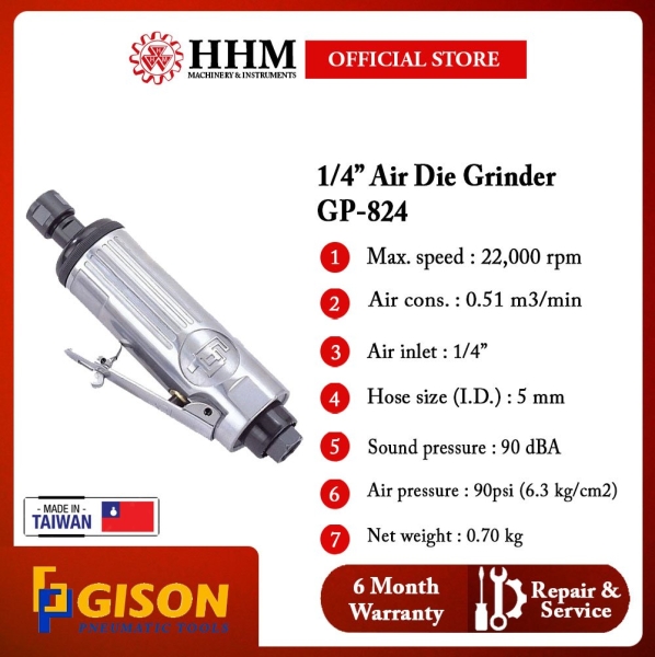 GISON Air Die Grinder (GP-824) Extended Air Die Grinder Air Tools Kuala Lumpur (KL), Malaysia, Selangor, PJ Supplier, Suppliers, Supply, Supplies | HHM Machinery & Instruments Sdn Bhd