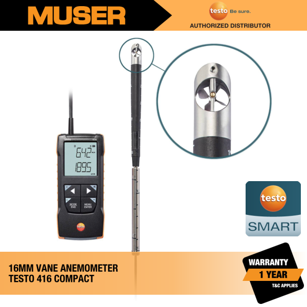 Testo 416 (0563 0416) Digital 16 mm Vane Anemometer with App connection Air Flow Pressure / Air Flow / Gas Detectors Testo Kuala Lumpur (KL), Malaysia, Selangor, Sunway Velocity Supplier, Suppliers, Supply, Supplies | Muser Apac Sdn Bhd