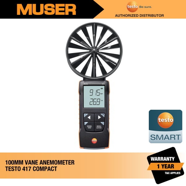 Testo 417 (0563 0417) Digital 100 mm Vane Anemometer with App Connection Air Flow Pressure / Air Flow / Gas Detectors Testo Kuala Lumpur (KL), Malaysia, Selangor, Sunway Velocity Supplier, Suppliers, Supply, Supplies | Muser Apac Sdn Bhd