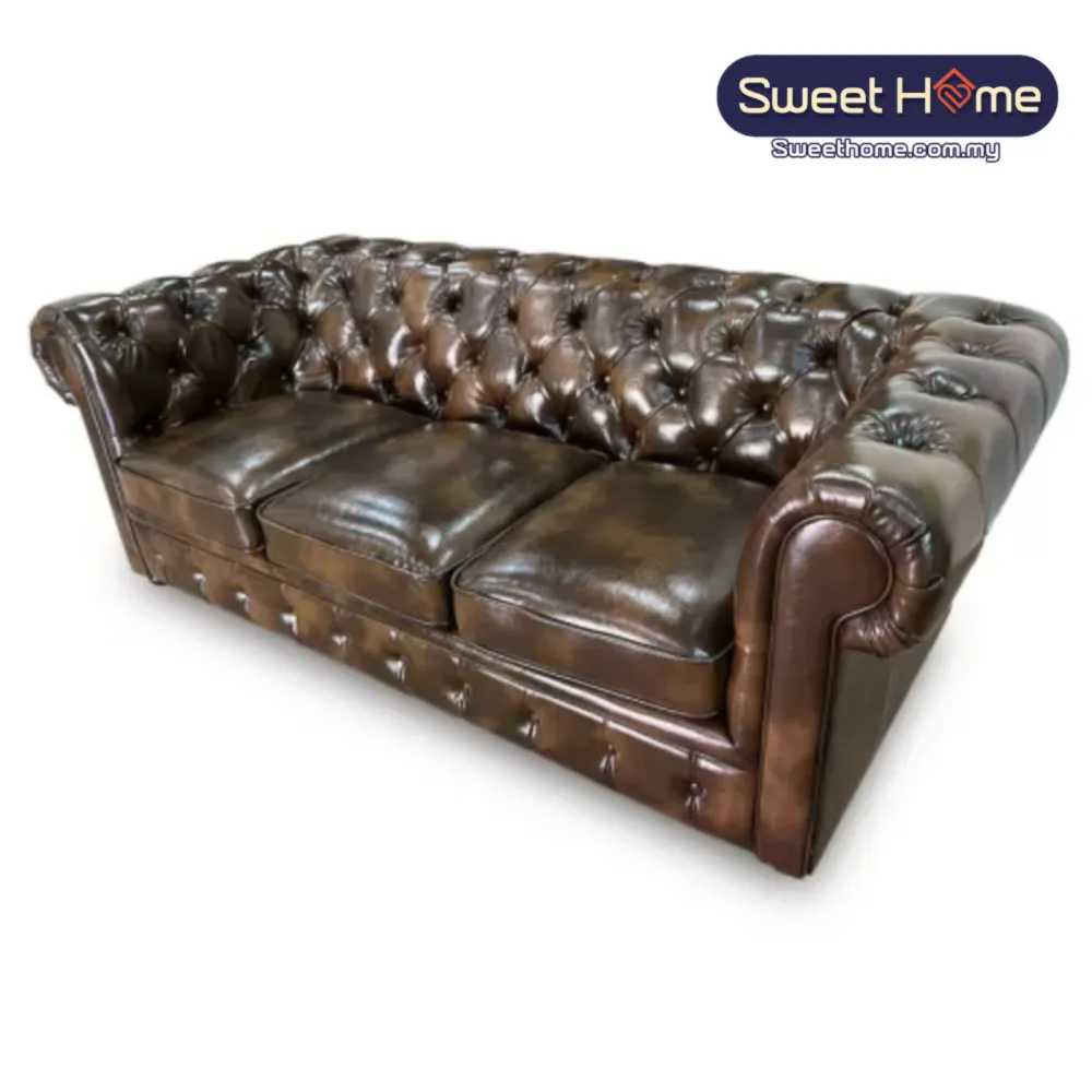 Chesterfield 3 Seaters Sofa bull Leather Penang 