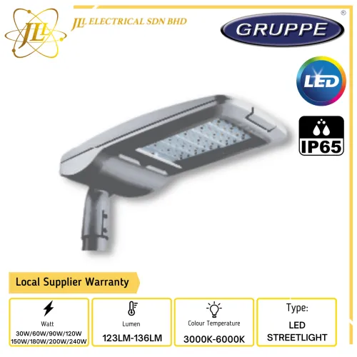 GRUPPE ALZ 100-277V 123-136LM IP65 GREY LED STREETLIGHT [30W/60W/90W/120W/150W/180W/200W/240W][3000K-6000K]