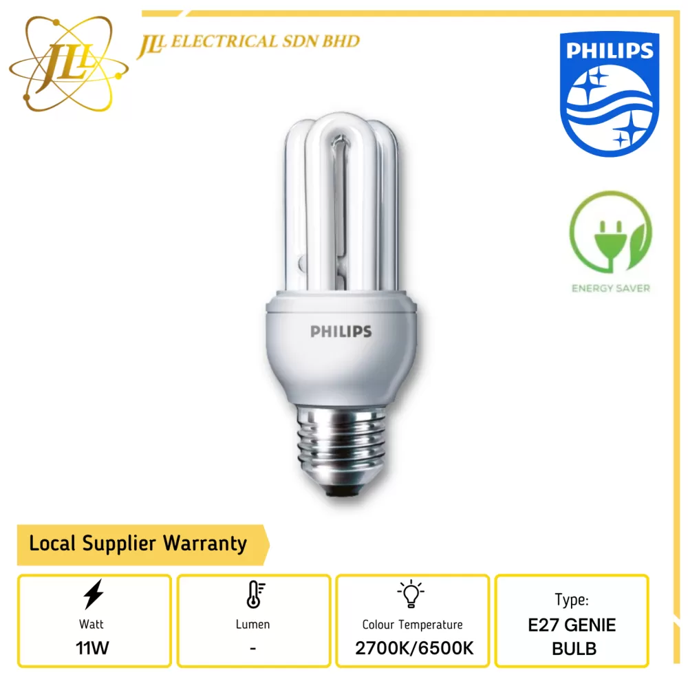 PHILIPS GENIE 11W 220-240V E27 ENERGY SAVER BULBS [2700K/6500K] Kuala Lumpur (KL), Malaysia Supplier, Supply, Supplies, Distributor | JLL Electrical Sdn Bhd