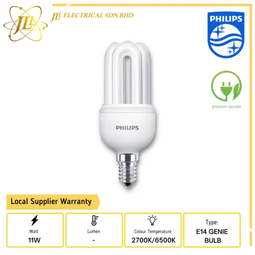 PHILIPS GENIE 11W 220-240V E14 ENERGY SAVER BULBS [2700K/6500K]