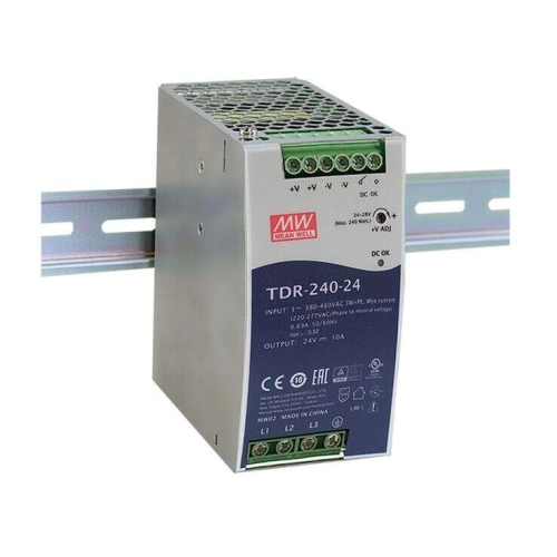 Mean Well Din Rail Power Supply Unit Three Phase 340-550V High Input Voltage TDR-240-24 24vdc 10Ampere