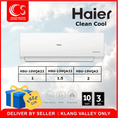 Haier Clean Cool HSU-10VQA22 / HSU-13VQA22 / HSU-19VQA22 (Klang Valley Area Only)