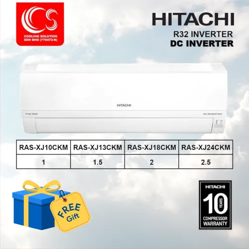 Hitachi 1.0 HP/1.5 HP/2.0 HP/2.5 HP Wall Mounted DC Inverted R32 Air Conditioner / Air Cond RAS-XJ10CKM/13CKM/18CKM/24CKM/RAC-XJ10CKM/13CKM/18CKM/24CKM