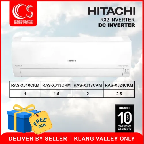 Hitachi 1.0/1.5/2.0/2.5 HP Wall Mounted DC Inverted R32 Air Conditioner / Air Cond RAS-XJ10CKM/13CKM/18CKM/24CKM/RAC-XJ10CKM/13CKM/18CKM/24CKM Deliver by Seller (Klang Valley area only)