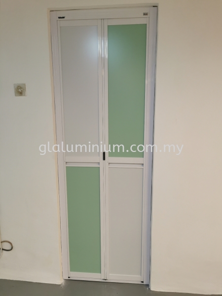Bi-fold door powder coated white + aluminium composite panels  Bi- Fold Door Selangor, Malaysia, Kuala Lumpur (KL), Cheras Supplier, Installation, Supply, Supplies | GL GLASS & ALUMINIUM TRADING