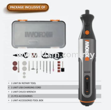 WORX WX106 8V ROTARY TOOL, (GRINDING CUTTING ENGRAVING MILLING POLISHING REMOVING DRILLING) WORX Power Tools Johor, Malaysia, Muar Supplier, Suppliers, Supply, Supplies | KLS Machinery & Engineering Sdn Bhd