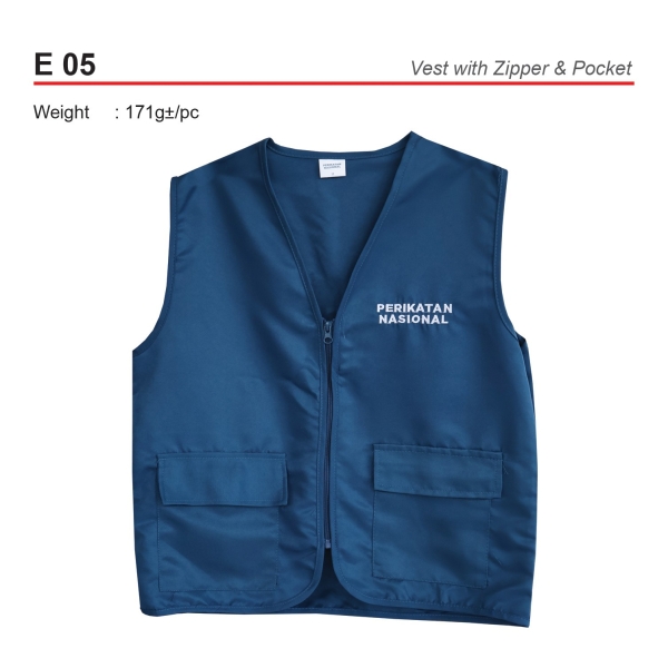 E 05 Vest with Zipper & Pocket Make To Order Malaysia, Melaka, Selangor, Kuala Lumpur (KL), Johor Bahru (JB), Singapore Supplier, Manufacturer, Wholesaler, Supply | ALLAN D'LIOUS MARKETING (MALAYSIA) SDN. BHD. 