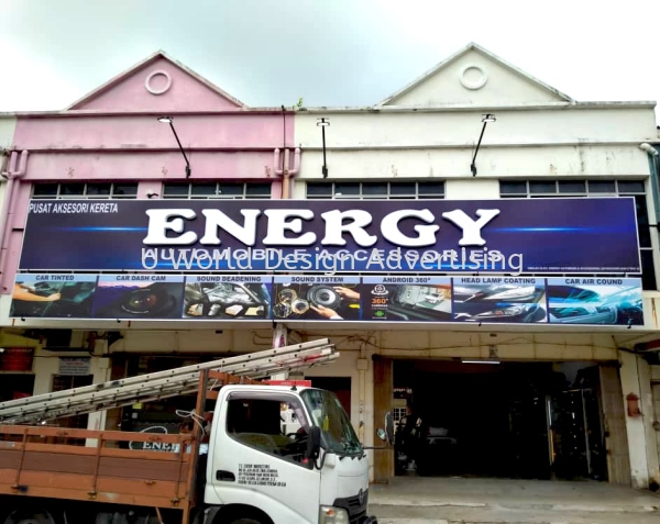 ENERGY AUTOMOBILE ACCESSORIES 3D FRONTLIT LETTERING METAL FRAME AT KLANG, SELANGOR,MALAYSIA 3D BOX UP LED FRONTLIT LETTERING SIGNBOARD Malaysia, Selangor, Klang, Kuala Lumpur (KL) Manufacturer, Supplier, Supply, Supplies | U World Design Advertising