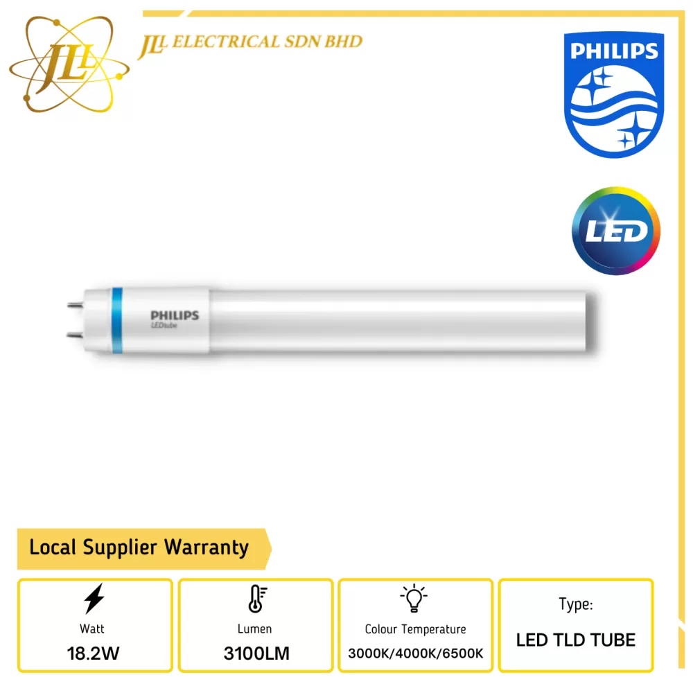 PHILIPS MASTER 18.2W 220-240V 3100LM HO 5FT 1500MM LED TLD TUBE [3000K/4000K/6500K]