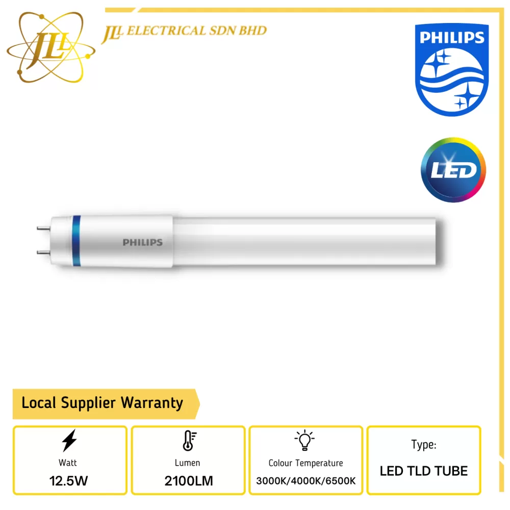 PHILIPS MASTER 12.5W 220-240V 2100LM HO 4FT 1200MM LED TLD TUBE [3000K/4000K/6500K]