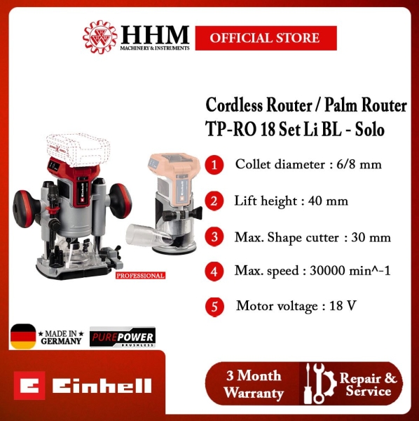 ( PRE-ORDER 1 WKS ) Einhell Cordless Router / Palm Router TP-RO 18 Set Li BL - Solo Cordless router Power Tools Kuala Lumpur (KL), Malaysia, Selangor, PJ Supplier, Suppliers, Supply, Supplies | HHM Machinery & Instruments Sdn Bhd