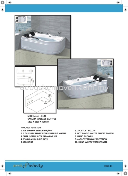 BRAND:ARRIS INFINITY (ARS-3108) Brand: Arris Infinity Bath Tubs / Jacuzzi Selangor, Malaysia, Kuala Lumpur (KL), Kajang Supplier, Suppliers, Supply, Supplies | DE'BATHE MAVEN