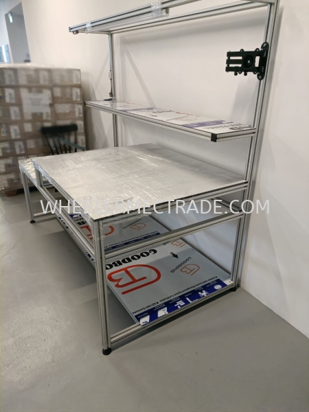 Warehouse Packing Table Lean Workstation Projects Showcase Design & Build Fabrication Service Singapore, Malaysia, Johor Bahru (JB), Indonesia, Ulu Tiram Supplier, Suppliers, Supply, Supplies | WHEELER MECTRADE (S) PTE LTD