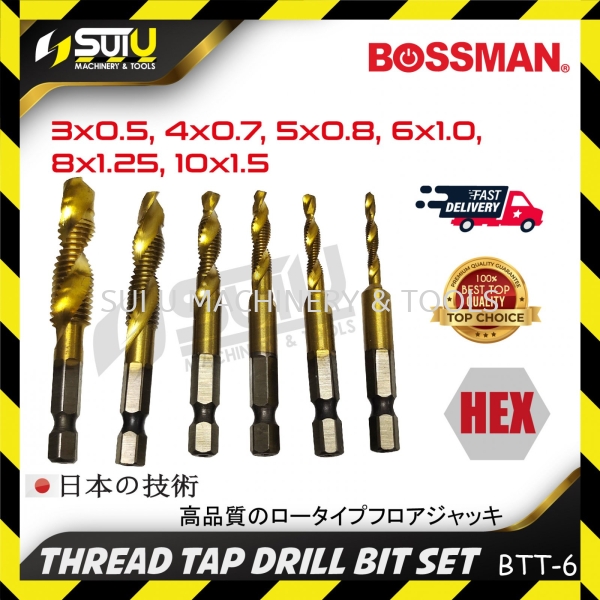 BOSSMAN BTT-6 6PCS Thread Tap Drill Bit Set Drill Bit Accessories Power Tool Kuala Lumpur (KL), Malaysia, Selangor, Setapak Supplier, Suppliers, Supply, Supplies | Sui U Machinery & Tools (M) Sdn Bhd