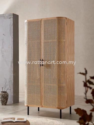 WOODEN RATTAN WARDROBE /CABINET