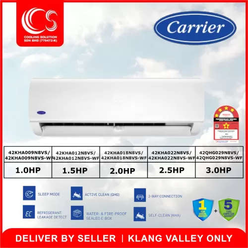 Carrier Residential Split Inverter Air Conditioner 42KHA009N8VS/ 42KHA012N8VS/ 42KHA018N8VS/ 42KHA022N8VS/ 42QHG029N8VS Deliver By Seller (Klang Valley Area聽Only)