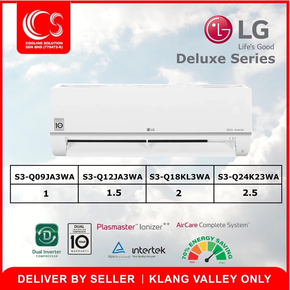 LG Dual Cool Deluxe Series S3-Q09JA3WA / S3-Q12JA3WA / S3-Q18KL3WA / S3-Q24K23WA (Klang Valley Area Only)