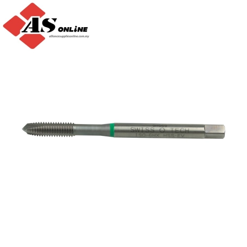 SWISSTECH Threading Tap, M5 x 0.8mm, Metric Coarse, Spiral Point, Vanadium High Speed Steel, Nitride, Green / Model: SWT1856518G