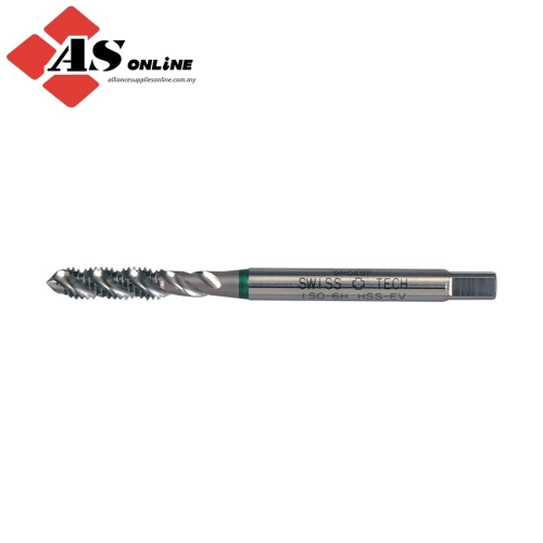 SWISSTECH Threading Tap, M8 x 1.25mm, Metric Coarse, Spiral Flute, Vanadium High Speed Steel, Nitride, Green / Model: SWT1857027G