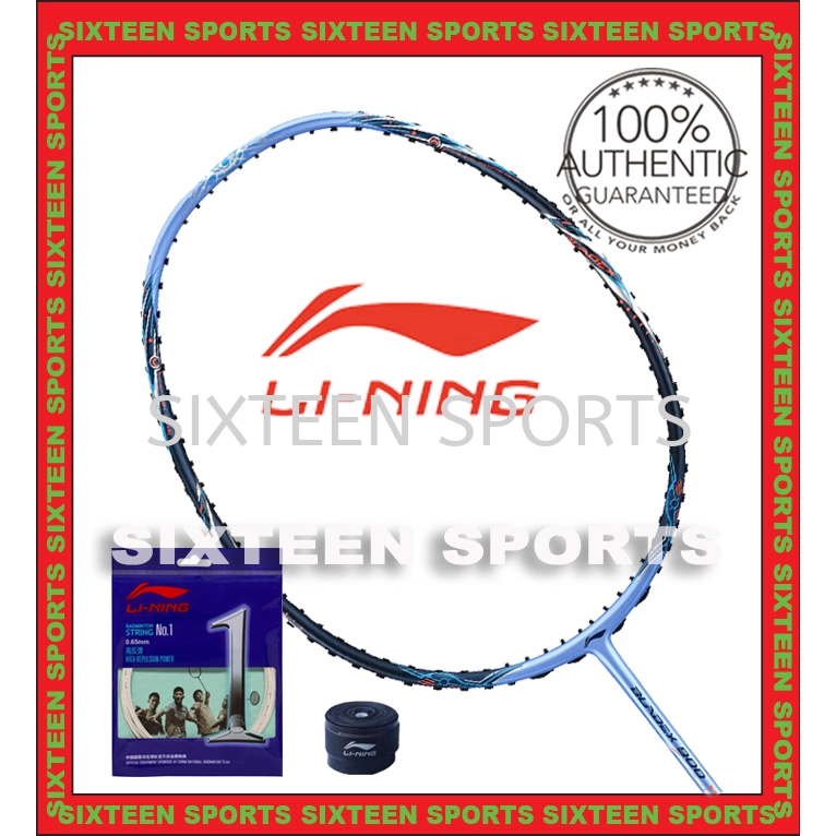 Li-Ning Bladex 900 Moon Max Blue Badminton Racket (C/W Lining No.1 String & Overgrip)