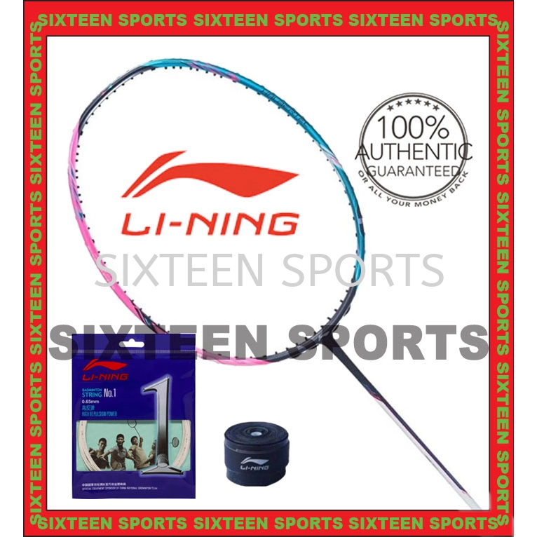 Li Ning Halbertec 8000 Badminton Racket - BLUE/PINK  (C/W LINING NO.1 STRING & OVERGRIP)