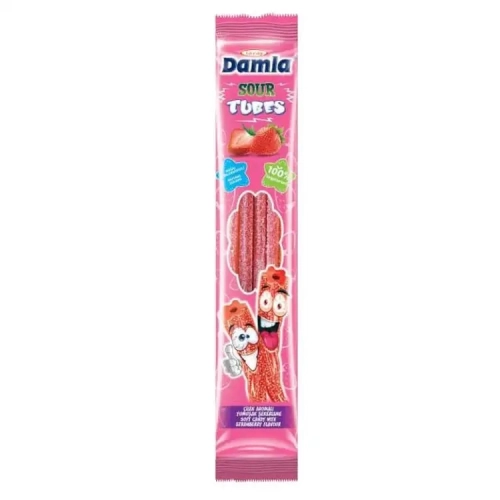 Damla Sour Tubes Soft Candy With Strawberry Flavour 30g