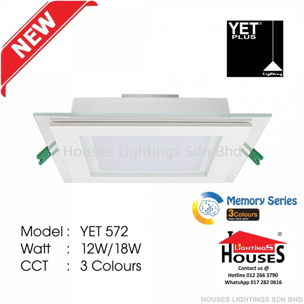 YET 572 SQ 12W 18W GLASS 3-COLOURS MEMORY YETPlus Led Downlight Selangor, Malaysia, Kuala Lumpur (KL), Puchong Supplier, Suppliers, Supply, Supplies | Houses Lightings Sdn Bhd