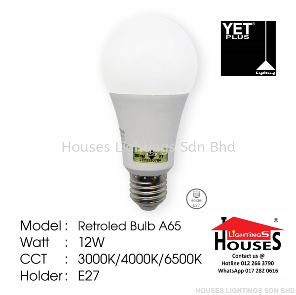 YET SNOWCONE A65 E27 12W LED BULB Bulb Selangor, Malaysia, Kuala Lumpur (KL), Puchong Supplier, Suppliers, Supply, Supplies | Houses Lightings Sdn Bhd