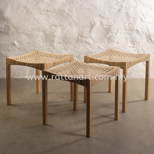 WOODEN RATTAN STOOL