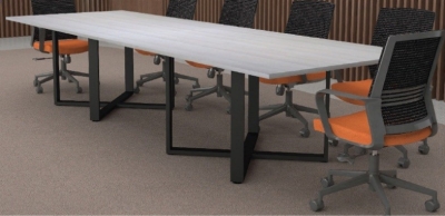 Meeting table with epoxy cross leg