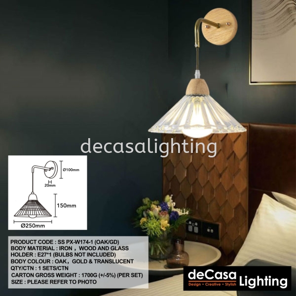 MODERN WALL LIGHT (W174-1) (OAK/GD) Contemporary Wall Light  WALL LIGHT Selangor, Kuala Lumpur (KL), Puchong, Malaysia Supplier, Suppliers, Supply, Supplies | Decasa Lighting Sdn Bhd