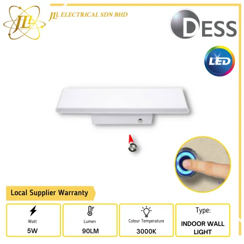 DESS GLJN4311-WHITE 5W 265V 90LM 3000K INDOOR ELECTRODELESS DIMMING LED WALL LIGHT