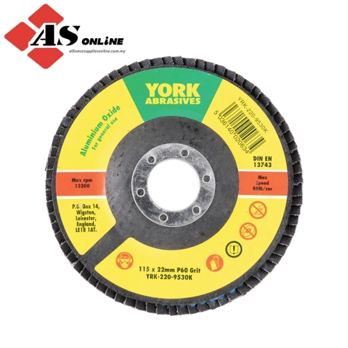 YORK Flap Disc, 180 x 22.23mm, Conical (Type 29), P36, Aluminium Oxide / Model: YRK2209710K