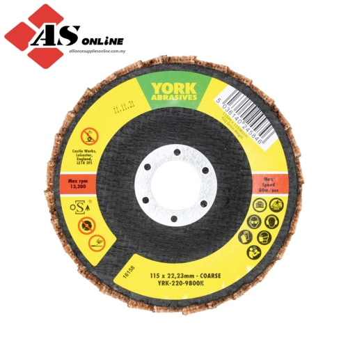 YORK Non-Woven Flap Disc, 115 x 22.23mm, Medium, Aluminium Oxide, Conical (Type 29) / Model: YRK2209810K 