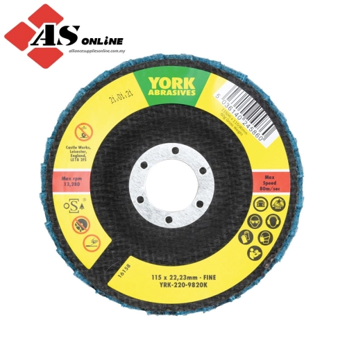 YORK Non-Woven Flap Disc, 115 x 22.23mm, Fine, Aluminium Oxide, Conical (Type 29) / Model: YRK2209820K 