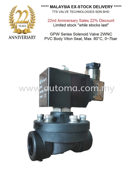 PVC Solenoid Valve 2WNC 0~7bar from G1/2"~1" E-SHOPPING Subang Jaya, Selangor, Malaysia. Supplier, Supply, Manufacturer | TTS Valve Technologies Sdn Bhd