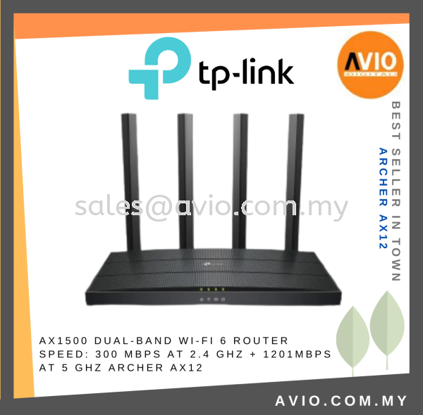 TP-LINK Tplink AX1500 Dual Band Wifi Wi-Fi 6 Router Speed 1501Mbps 4x Antenna 3x Gigabit RJ45 LAN Port Archer AX12 ROUTER TP-LINK Johor Bahru (JB), Kempas, Johor Jaya Supplier, Suppliers, Supply, Supplies | Avio Digital